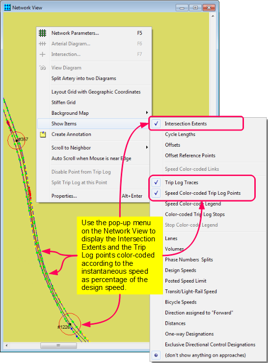 Color-Coded Trip Log Points on Network View show Instantaneous Speed!