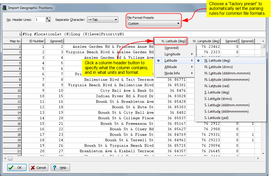 Import Geographic Positions with a flexible, customizable Import Previewer!