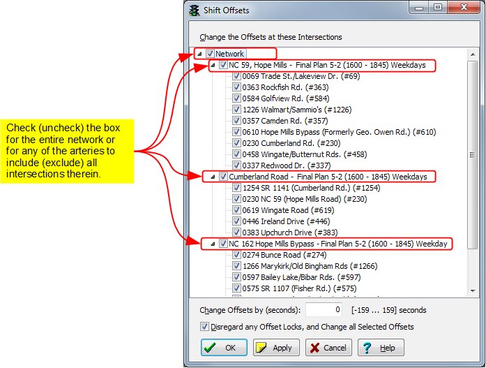 Shift Selected Offsets or All Offsets Network Wide while preserving Coordination!
